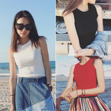韩版女装新品夏季显瘦弹力修身简约针织衫背心无袖短款内搭打底衫