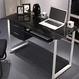 钢化玻璃电脑桌带抽屉简约现代办公桌家用书桌台式写字台组合桌子