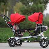 双胞胎儿童三轮车婴儿推车充气轮童车脚踏车双人宝宝自行车包邮