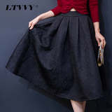 LTVVY2016春装新款韩版女装半身裙时尚提花蓬蓬大摆裙中长款a字裙