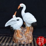 古玩收藏陶瓷瓷器摆件仙鹤摆件仿古瓷器摆件和合二仙摆件家居装饰