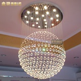 LED水晶吊灯餐厅吊灯创意个性卧室灯圆球客厅灯楼梯灯圆形吊线灯