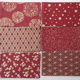 复古日本和风手工diy布料面料 多重花色-红 烫金全棉印花 半米价
