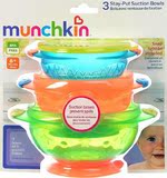 现货美国正品麦肯齐Munchkin吸盘碗防摔带盖训练碗辅食碗儿童餐具