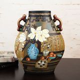 现代中式家居装饰品博古架客厅电视柜摆件书房创意陶瓷花瓶工艺品