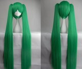COSPLAY假发女卡通动漫初音未来绿色彩色超长直发长发1.2米假头发