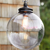 美式现代简约透明玻璃圆球单头吊灯爱迪生复古餐厅阳台浴室吊灯具