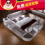 榻榻米床布艺床可拆洗1.8米双人床储物软体现代简约婚床布床家具