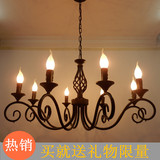 欧式铁艺蜡烛吊灯  美式乡村铁艺灯具 客厅 餐厅 卧室温馨蜡烛灯