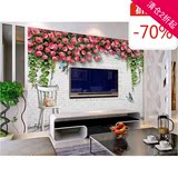 3d欧式地中海田园壁画卧室餐厅沙发电视背景墙纸简约蔷薇花卉壁纸