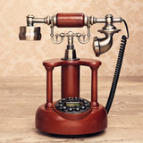 顶爷时尚创意实木仿古电话机欧式老式复古电话机家用办公固话座机