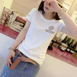 夏季韩范短袖t恤女款修身半袖上衣潮韩版学生宽松白色简约体恤衫