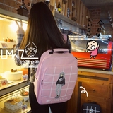 韩国日系原宿街头日文卡通动漫格子少女学生女软妹书包背包双肩包