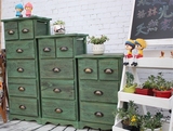 彩色床头柜实木四五美式复古抽柜储物柜做旧收纳柜边柜