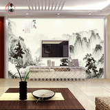 现代中式客厅电视背景墙壁纸 水墨无缝无纺布墙纸山水情 大型壁画