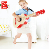 德国Hape乐动红色吉他 早旋律宝宝儿童玩具 6弦大号音乐木质玩具