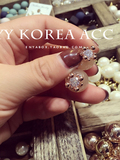 韩国进口东大门代购设计师纯银925水晶果冻前后珍珠耳钉耳环