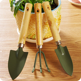 家庭园艺工具迷你木柄小铁铲耙子三件套装种花盆栽工具小铲子花铲
