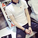 韩版修身男士短袖T恤日系潮流立领半袖体恤衫POLO衫纯色打底衫男