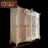 赫莎宫廷法式家具奢华欧式实木衣柜4门卧室收纳衣橱Y6大容量柜子