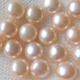 DIY半孔裸珠/散珠 淡水天然珍珠 极品扁圆馒头珠 9-15mm 粉色珍珠