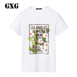 GXG男装 2016夏季商场同款男士韩版修身白色圆领短袖T恤#62244301