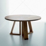 时尚简约圆形茶几咖啡桌子 实木风格餐桌 做旧色原木色多色可定制