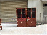 红木家具非洲黄花梨双门玻璃书柜中式仿古储物柜展示架实木书架置