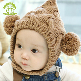韩国 婴儿帽子 新生儿帽儿童男女宝宝防寒帽毛线帽子秋冬纯手工帽