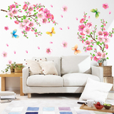 创意墙壁贴纸客厅卧室温馨浪漫床头背景墙面装饰墙贴画桃花蝴蝶