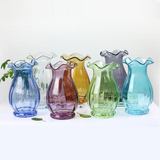 马蹄莲口水晶玻璃彩色透明花瓶摆件批发水培富贵竹百合客厅花瓶