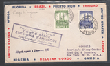 比属刚果1941年贴2枚国王纪念碑邮票实寄封 非美会议纪念封