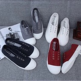 韩国代购小白鞋春季新款salvia低帮圆头帆布鞋一脚蹬懒人鞋平底鞋