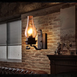 欧式复古铁艺壁灯 做旧美式乡村酒吧灯个性创意煤油灯罩装饰壁灯
