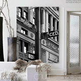 现代美式黑白摄影 美国街景 咖啡馆卧室书房客厅无框装饰画壁挂画