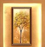 树2016款纯手绘客厅卧室玄关装饰画抽象挂画手绘立体金色油画发财