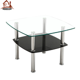 客厅小桌子现代小茶几简约迷你喝茶桌小户型钢化玻璃双层小方桌