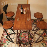 星巴克实木家具原木餐桌复古铁艺仿古做旧书桌美式乡村北欧餐桌椅