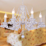 创意个性铁艺韩式田园白色水晶吊灯美式北欧客厅餐厅儿童卧室吊灯