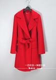 韩国品牌出口原单 高端品质女式经典版型腰带款双面手缝羊绒大衣