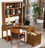 带书柜书架组合台式实木电脑桌拐角转角家用现代简约学习写字书桌