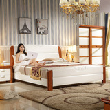 地中海橡木全实木床1.5 1.8米中式婚床雕花双人高箱储物现代家具