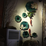 家居壁饰荷花装饰摆件陶瓷荷叶壁挂创意背景墙上立体画装饰挂件