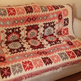 美式乡村波西米亚布艺毯子 沙发巾 沙发盖布 加厚双面线毯 单人