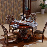 欧式长方桌美式实木圆桌简约现代餐桌椅组合可调节折叠北欧餐桌