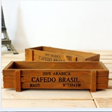 zakka复古木质桌面收纳盒长方形木盒子 创意多功能多肉植物收纳盒
