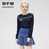 W－F－M秋季新款女欧美无痕钉珠镶钻长袖女背扣式衬衫H5002D