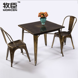 工业风格餐桌设计师金属铁皮桌子LOFT欧式复古铁艺咖啡厅做旧饭桌