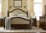 现货美式实木床欧式复古床白色布艺婚床卧室家具1.8米双人真皮床