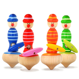 德国goki儿童怀旧陀螺小丑拉绳陀螺宝宝传统木制益智亲子早教玩具